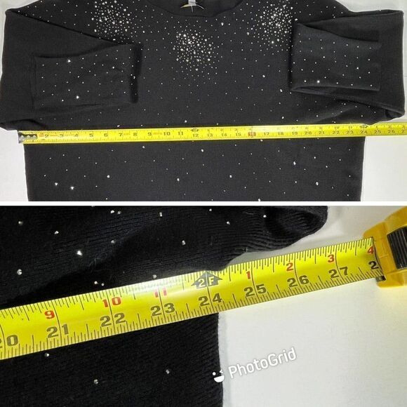 Milano By SioniSweater Size Large Black Rhinestones Long Sleeve NEW - Picture 9 of 11